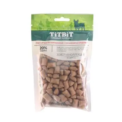 Купить titbit Золотая коллекция лакомство для собак подушечки глазированные с начинкой из индейки