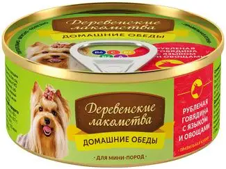 Купить Деревенские лакомства консервы для мини-пород, рубленая говядина с языком и овощами