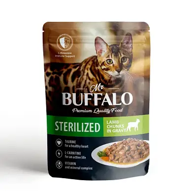 Mr.Buffalo влажный корм для стерилизованных кошек с ягненком в соусе (пауч)