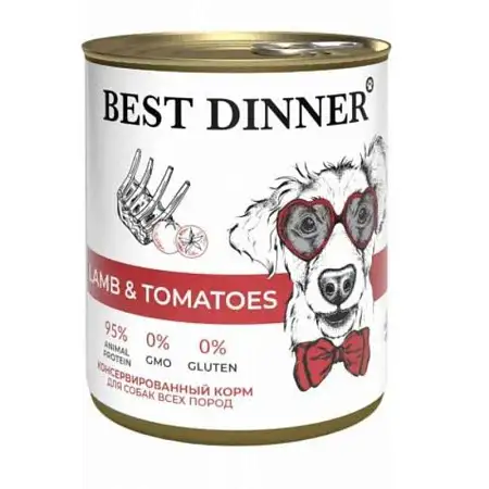 Купить best dinner super premium консервы для взрослых собак и щенков с ягненком и томатами