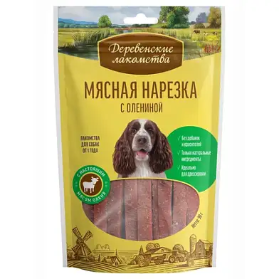 Деревенские лакомства лакомство для собак Мясная нарезка с олениной 
