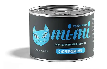 Купить mi-mi консервы для стерилизованных кошек кусочки с морепродуктами