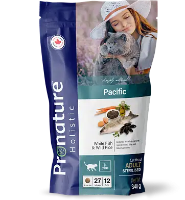 Pronature Holistic Pacific сухой корм для стерилизованных кошек, океаническая белая рыба и рис
