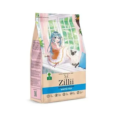 Zilli сухой корм для взрослых кошек с чувствительным пищеварением, белая рыба
