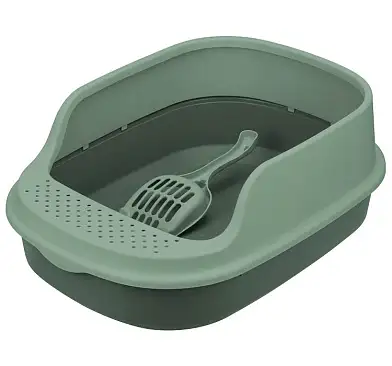 Лоток для кошек ЛЯ-МУРР с высоким бортом + подарок (совок) нефритовый