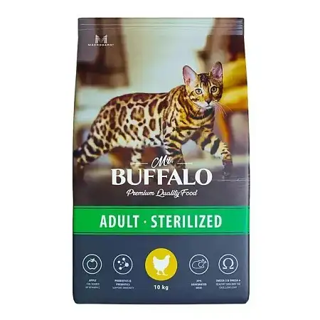 Купить mr.buffalo сухой корм для стерилизованных кошек, курица