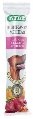 TiTBiT лакомство для собак шпикачка с легким говяжьим и тыквой