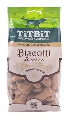 TiTBiT лакомство для собак печенье Бискотти с говяжьей печенью