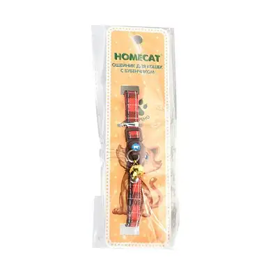 Homecat Клетка ошейник для кошек с бубенчиком красный