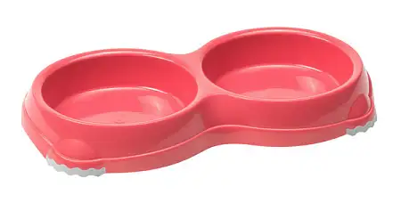 Купить moderna smarty миска двойная пластиковая нескользящая для собак и кошек, коралловая