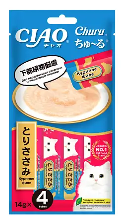Купить inaba ciao churu лакомство-пюре для взрослых кошек для здоровья мочеполовой системы с куриным филе
